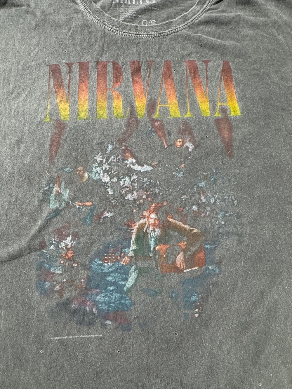 Nirvana In Utero Band Tee Gray Graphic T Shirt Oversized Grunge Rock Y2K